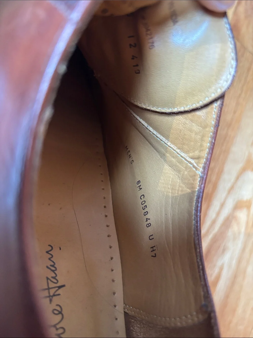 Cole Haan Men’s Brown Leather Cap-Toe Brogue Derby Shoes Sz 8